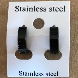 Men’s Stainless Steel Plated Huggie Hoop Earrings